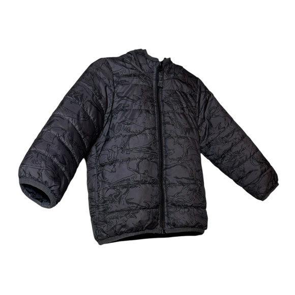 Carter's Toddler Boy Grey Zip-Up Puffer Jacket Dinosaur Print Size 2T - Picture 3 of 10